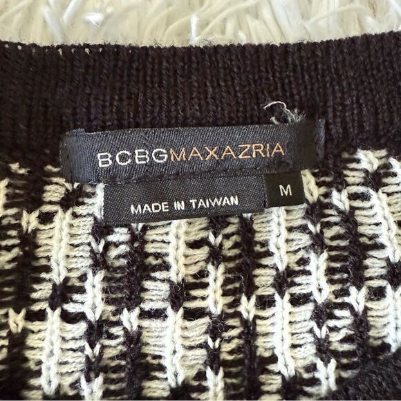 BCBGMaxAzria Black and White Houndstooth Knit Cropped Cardigan Sweater Size M - Picture 6 of 6
